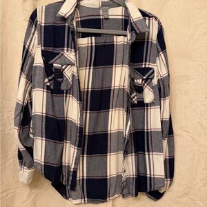 Charlotte Russe Navy and White Plaid Shirt